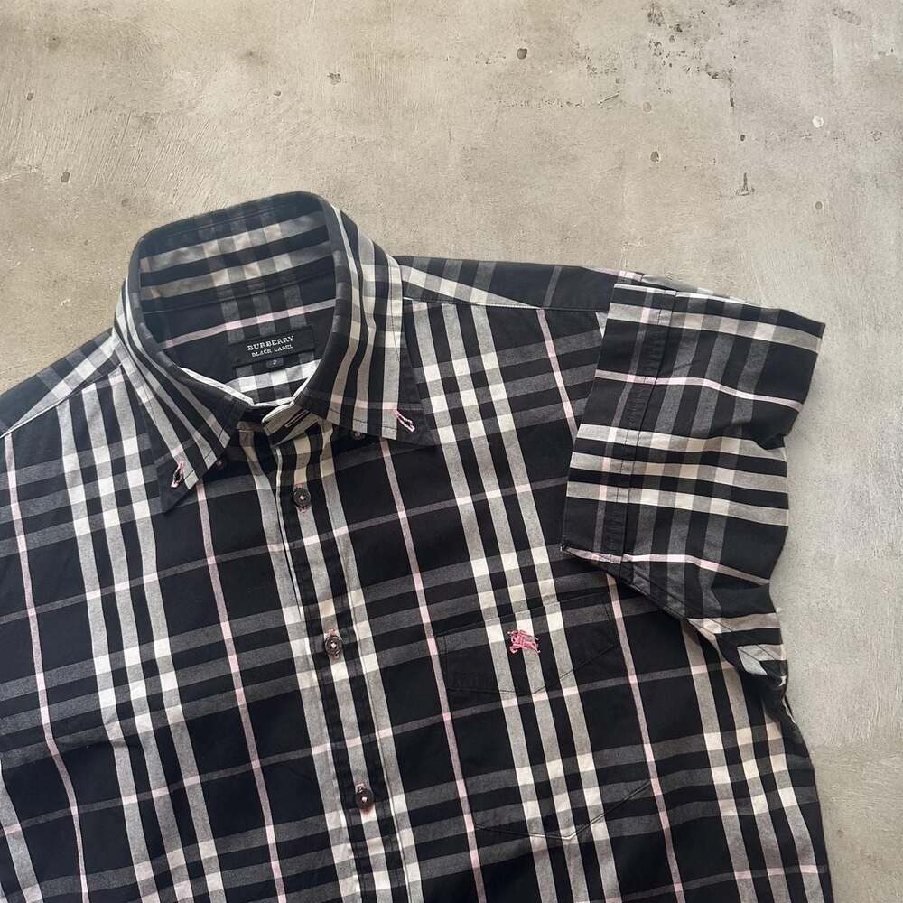 Burberry Black Label Nova Check Short Sleeve Button Up Shirt Size 2
